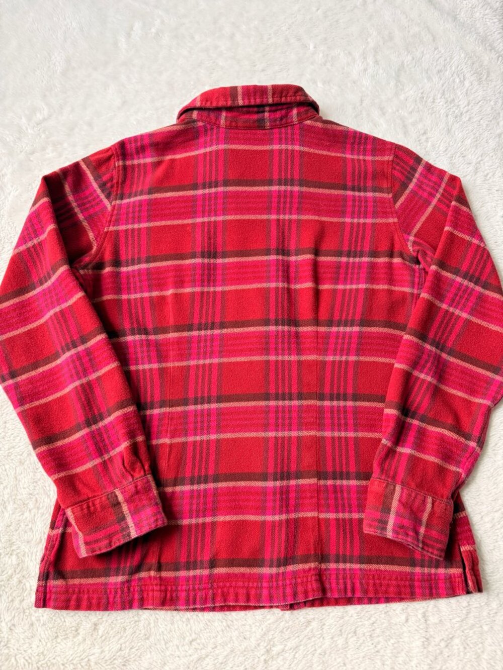 Patagonia Organic Cotton Plaid Flannel Shirt Women's 8 Red Pink Button Up - Picture 8 of 8
